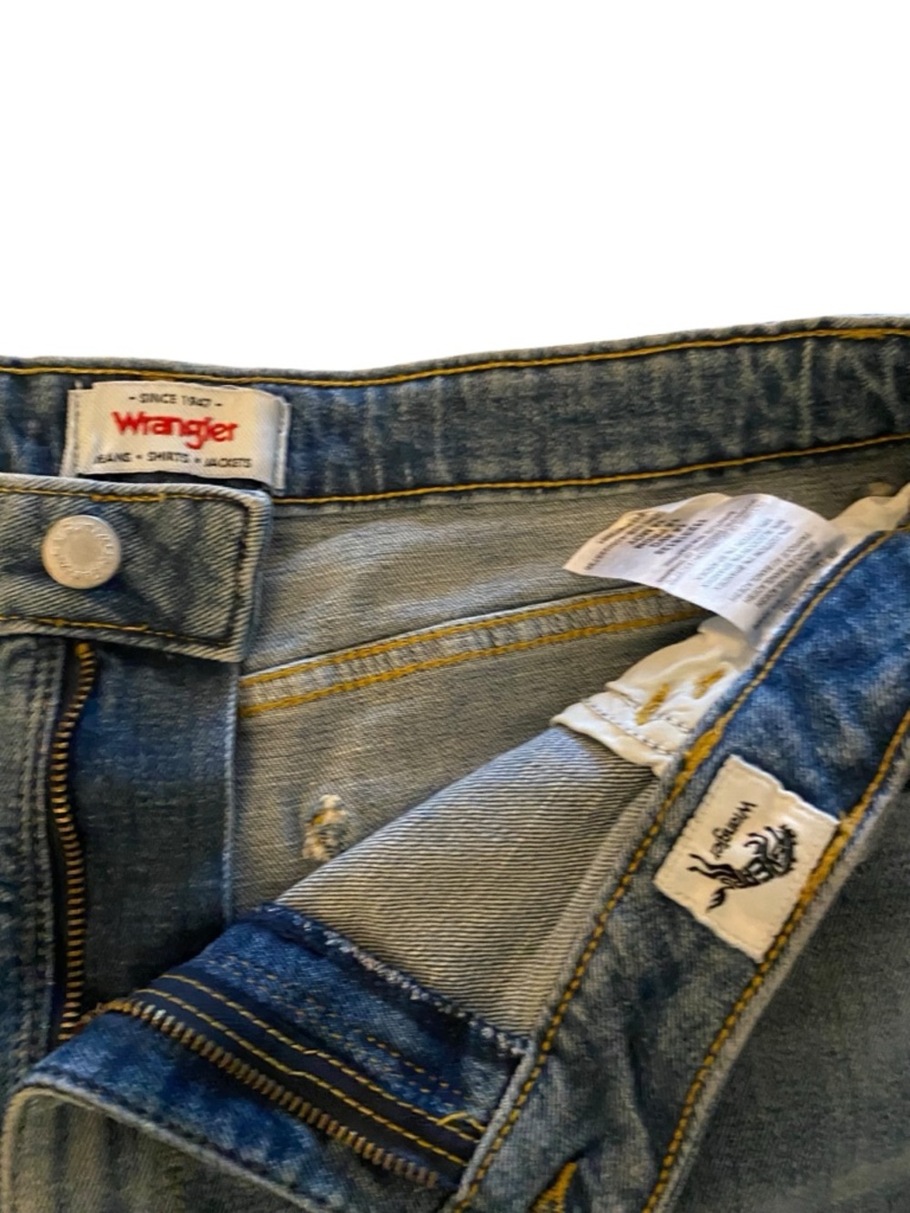 Wrangler Distressed Denim Cutoff Shorts boho western wear summer festival cotton - Picture 2 of 7